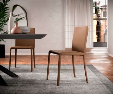 Hard Leather Chair, Upholstered Chair Lunette by Ozzio Italia - view 3