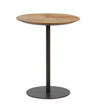 Cute round side table made of recycled teak and black lacquered steel 45 x 55 cm by Pilma