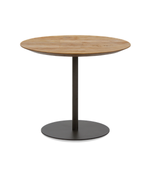 Cute round side table made of recycled teak and black lacquered steel 55 x 45 cm by Pilma