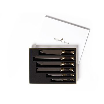 Professional Knife Set with Brass and Ebony Handles by Officine Gullo srl - view 3