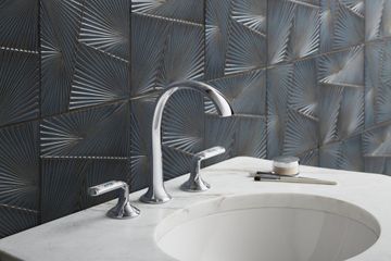 Script Decorative Sink faucet, arch spout, Spring Rain enamel lever handles by Kallista - view 2