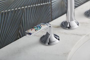 Script Decorative Sink faucet, low spout, Spring Rain enamel lever handles by Kallista - view 2