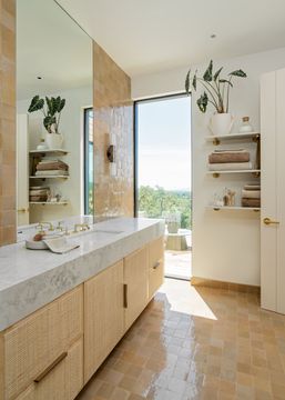 One Sink faucet, low spout, white Carrara handles by Kallista - view 8