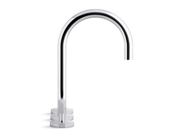 One Sink faucet, gooseneck spout, Nero Marquina handles by Kallista - view 3