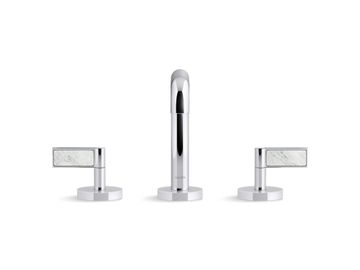 One Sink faucet, tall spout, White Carrara handles by Kallista - view 2
