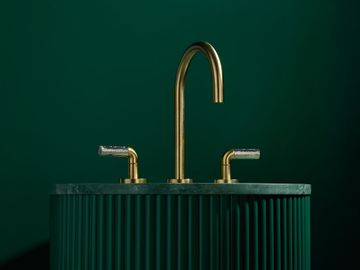 One Sink faucet, gooseneck spout, P.E. Guerin decorative handles by Kallista - view 2