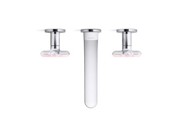 002 Wall Mount Widespread Sink Faucet, Rose Quartz Cross Handles by Kallista - view 4
