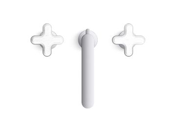 002 Widespread Sink Faucet, Low Spout, White Carrara Cross Handles by Kallista - view 4