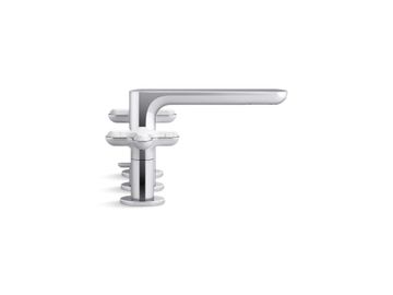 002 Widespread Sink Faucet, Low Spout, White Carrara Cross Handles by Kallista - view 3