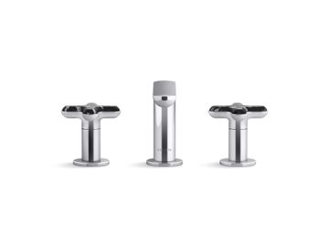 002 Widespread Sink Faucet, Low Spout, Zebra Jasper Cross Handles by Kallista - view 2