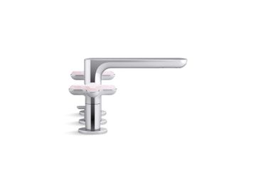 002 Widespread Sink Faucet, Low Spout, Rose Quartz Cross Handles by Kallista - view 3