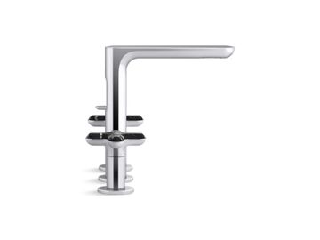 002 Widespread Sink Faucet, Tall Spout, Zebra Jasper Cross Handles by Kallista - view 3