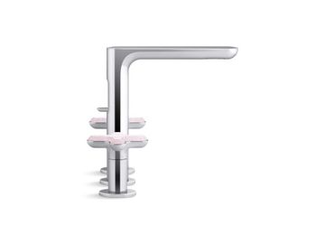 002 Widespread Sink Faucet, Tall Spout, Rose Quartz Cross Handles by Kallista - view 3