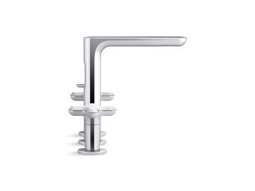 002 Widespread Sink Faucet, Tall Spout, White Carrara Cross Handles by Kallista - view 3