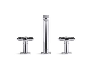 002 Widespread Sink Faucet, Tall Spout, Zebra Jasper Cross Handles by Kallista - view 2