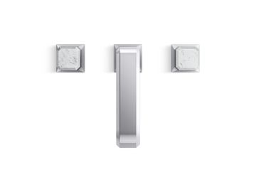 Bezel Widespread Sink Faucet, White Carrara Handles by Kallista - view 4