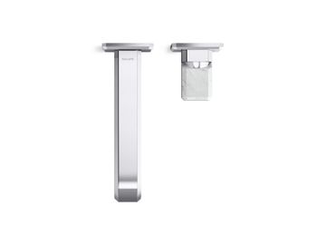 Bezel Wall Mount Single Control Sink Faucet, Elongated Spout, White Carrara Handle by Kallista - view 4