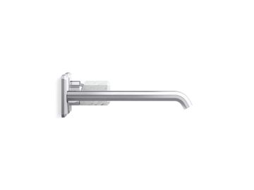 Bezel Wall Mount Single Control Sink Faucet, Elongated Spout, White Carrara Handle by Kallista - view 3
