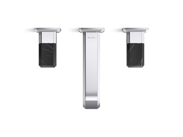 Bezel Wall Mount Widespread Sink Faucet, Nero Marquina Handles by Kallista - view 4