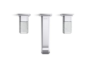 Bezel Wall Mount Widespread Sink Faucet, White Carrara Handles by Kallista - view 4