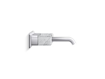 Bezel Wall Mount Widespread Sink Faucet, White Carrara Handles by Kallista - view 3