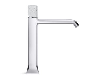 Bezel Single Control Sink Faucet, Tall Spout, White Carrara Handle by Kallista - view 3