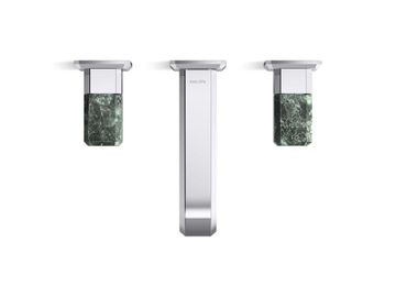 Bezel Wall Mount Widespread Sink Faucet, Guatemala Stone Handles by Kallista - view 4