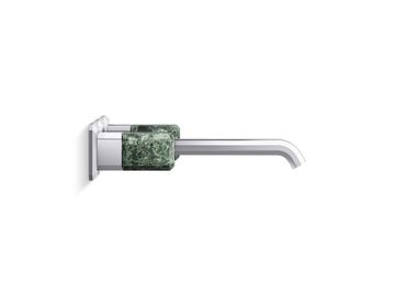 Bezel Wall Mount Widespread Sink Faucet, Elongated Spout, Guatemala Stone Handles by Kallista - view 3
