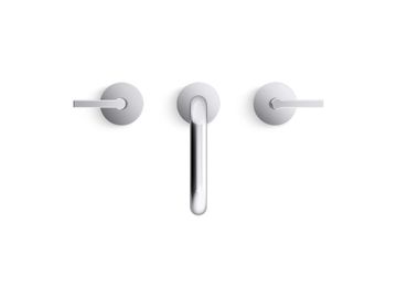 One Sink faucet, low spout, white Carrara handles by Kallista - view 5