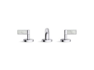One Sink faucet, low spout, white Carrara handles by Kallista - view 3