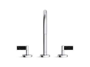 One Sink faucet, gooseneck spout, Nero Marquina handles by Kallista - view 2