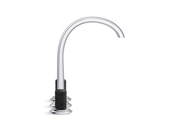 Script Decorative Sink faucet, arch spout, Matte Black Porcelain knob handles by Kallista - view 3