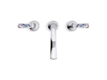 Script Decorative Sink faucet, arch spout, Spring Rain enamel lever handles by Kallista - view 5