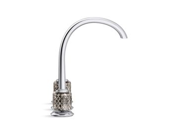 Script Decorative Sink faucet, arch spout, flannel grey Saint-Louis crystal knob handles by Kallista - view 4