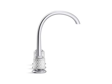 Script Decorative Sink faucet, arch spout, clear Saint-Louis crystal knob handles by Kallista - view 4