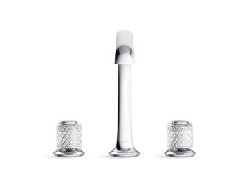 Script Decorative Sink faucet, arch spout, clear Saint-Louis crystal knob handles by Kallista - view 3