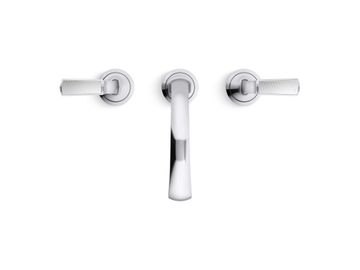 Script Decorative Sink faucet, arch spout, Frost Wave enamel lever handles by Kallista - view 4