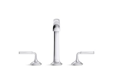 Script Decorative Sink faucet, arch spout, Frost Wave enamel lever handles by Kallista - view 2