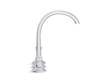 Script Decorative Sink faucet, arch spout, Frost Wave enamel lever handles by Kallista - view 3