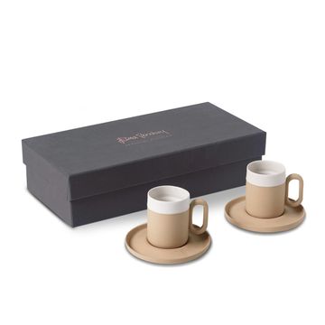 Capsule Espresso Cup With Saucer Set Of 2 Straw - Straw & Ivory by Esma Dereboy - view 2
