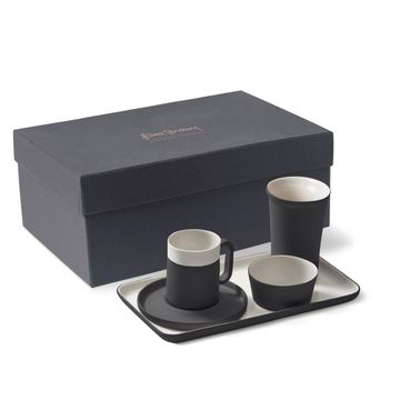 Capsule Espresso Cup Set With Rectangle Plate Black & Ivory by Esma Dereboy - view 2