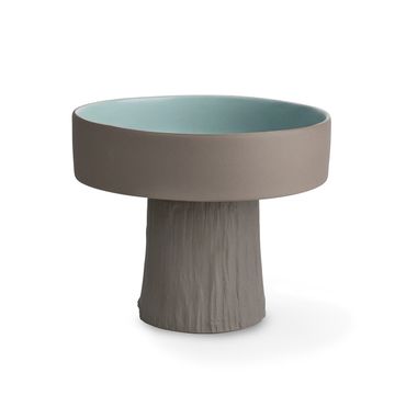Cylindrical Pedestal Serving Bowl Large Rock - Rock & Aqua by Esma Dereboy - view 2