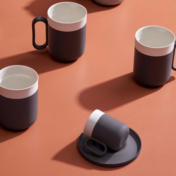 Capsule Espresso Cup Set With Rectangle Plate Black & Ivory by Esma Dereboy - view 5
