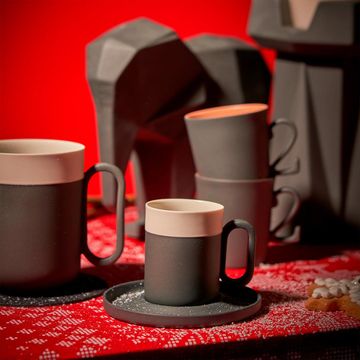 Capsule Espresso Cup Set With Rectangle Plate Black & Ivory by Esma Dereboy - view 7