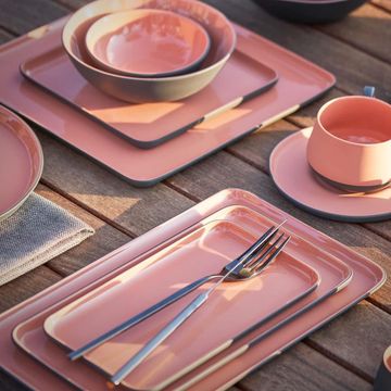Rectangle Plate Set Black & Coral by Esma Dereboy - view 7