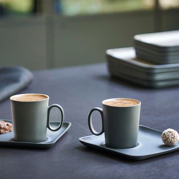 Figures 0&0 Handle Espresso Cup With Saucer Set Of 2 Black - Black & Coral by Esma Dereboy - view 7