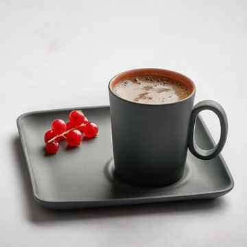 Figures 0&0 Handle Espresso Cup With Saucer Set Of 2 Black - Black & Coral by Esma Dereboy - view 5