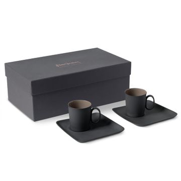 Figures 0&0 Handle Espresso Cup With Saucer Set Of 2 Black - Black & Rock by Esma Dereboy - view 3