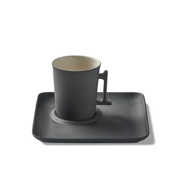 Figures Espresso Cup With Saucer Handle 1 Black - Black & Ivory by Esma Dereboy - view 3