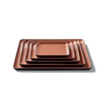 Square Plate Set Black & Coral by Esma Dereboy - view 5